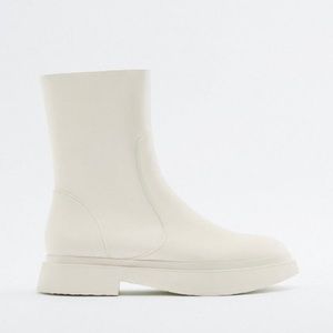 White chunky ankle boots